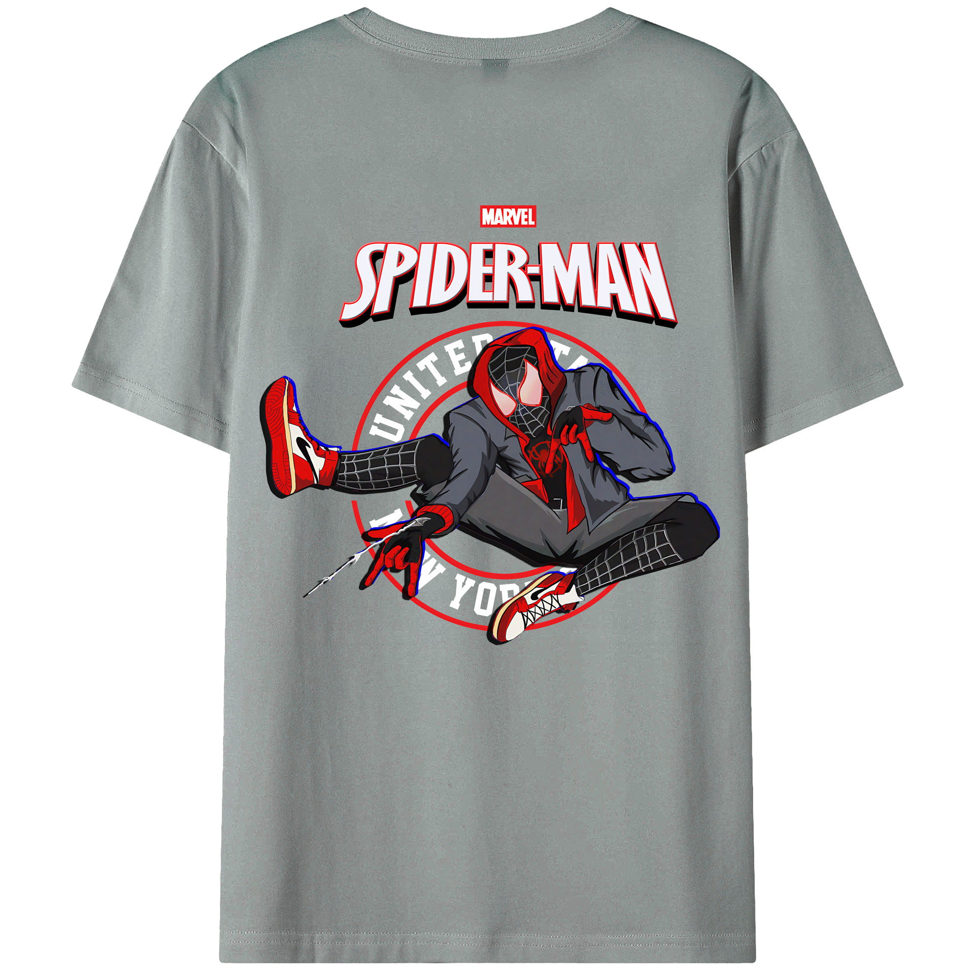 （画像用） Spider Man スパイダーマン 綿100％ メンズ半袖Tシャツ（バックプリント） 通気性